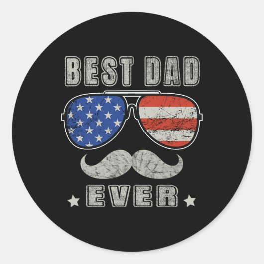Papa Ooit Amerikaanse Vlag Vaders Dag 4th van Juli Ronde Sticker (Voorkant)