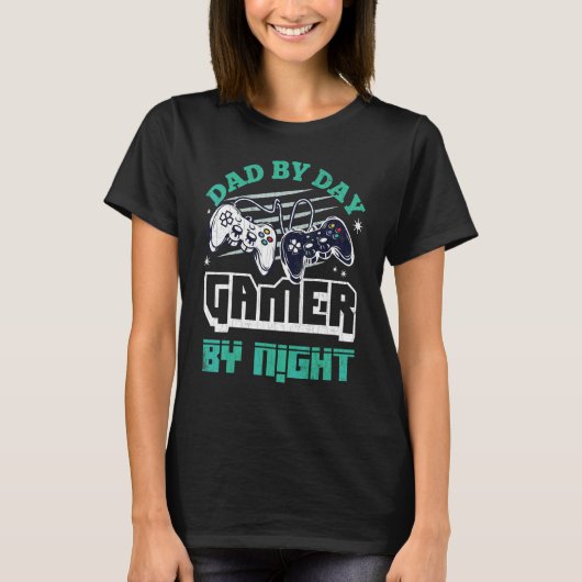 Papa-op-dag gamer bij nacht Fatheru2019s dag papa T-shirt (Voorkant)