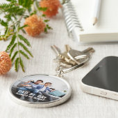 Papa-op-dag gamer bij nacht Vaderdag van zoon en v Sleutelhanger (Zijkant)