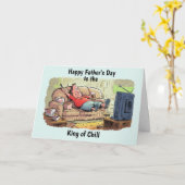 Papa op de bank gepersonaliseerde Vaderdag Kaart (Gele Bloem)