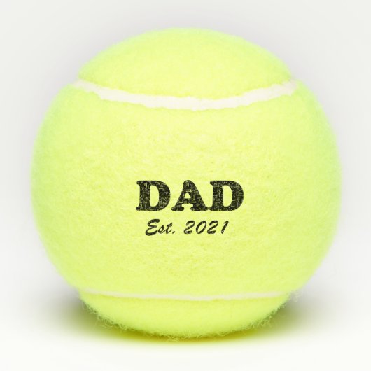 Papa, op maat gemaakte datum, gepersonaliseerd ple tennisballen (Achterkant)