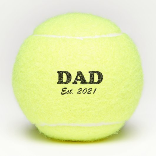 Papa, op maat gemaakte datum, gepersonaliseerd ple tennisballen (Voorkant)