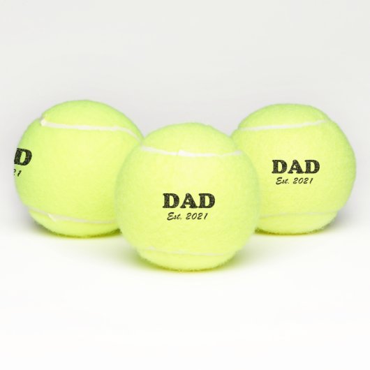 Papa, op maat gemaakte datum, gepersonaliseerd ple tennisballen (Multi)