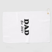 Papa op maat gesneden datum wit gepersonaliseerd golfhanddoek (Horizontaal)