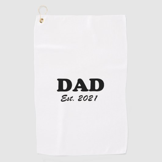 Papa op maat gesneden datum wit gepersonaliseerd golfhanddoek (Voorkant)