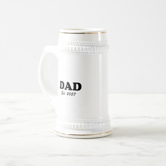 Papa op maat vastgestelde datum moderne typografie bierpul (Voorkant links)