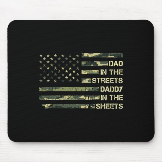 Papa op straat, papa in bed, Vaderdag Muismat (Voorkant)