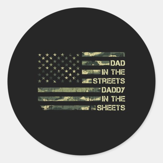 Papa Op Straat Vader Op Bed Vaderdag Ronde Sticker (Voorkant)