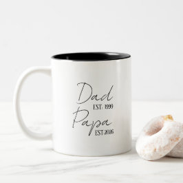 Papa & Opa EST Persoonlijk | Nieuw Geschenk Voor O Tweekleurige Koffiemok
