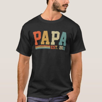 Papa Opgericht 2022 Papa est 2022 Idee Voor Vader T-shirt