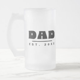 PAPA Opgericht 20XX Modern Lettertype Zwart Matglas Bierpul
