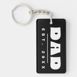 PAPA Opgericht 20XX Modern Minimaal Zwart & Wit Sleutelhanger