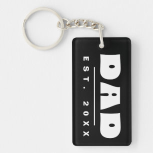 PAPA Opgericht 20XX Modern Minimaal Zwart & Wit Sleutelhanger