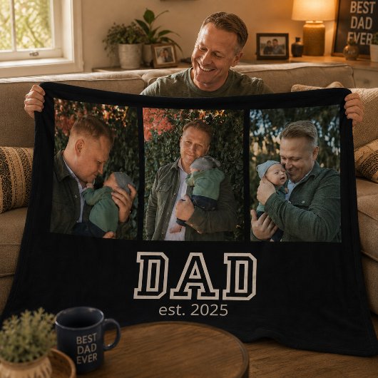 Papa Opgericht Aangepast Jaar 3 Foto Fleece Deken