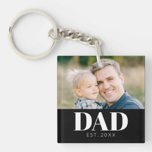 Papa Opgericht Foto Kerstmis Vader Sleutelhanger