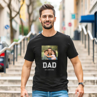 Papa Opgericht Foto Moderne Typografie Zwart T-shirt