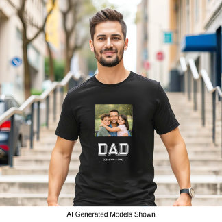 Papa Opgericht Foto Moderne Typografie Zwart T-shirt