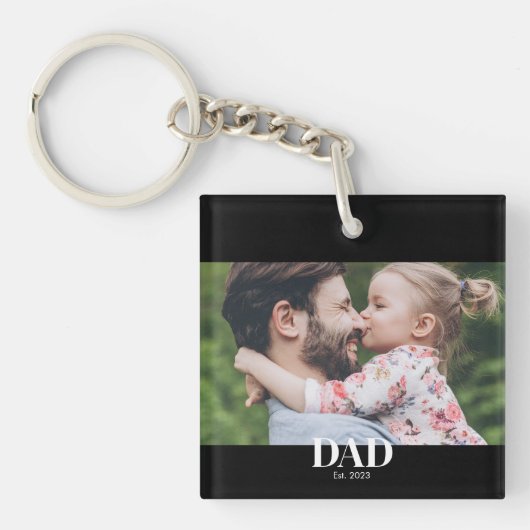 Papa Opgericht Foto Sleutelhanger (Voorkant)