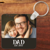 Papa Opgericht Foto Vaderdag Cadeau Sleutelhanger (Achterkant)