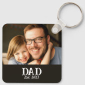 Papa Opgericht Foto Vaderdag Cadeau Sleutelhanger (Achterkant)