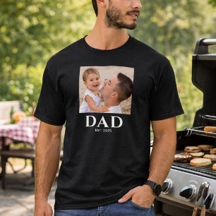 Papa Opgericht Foto Vaderdag Zwart T-shirt