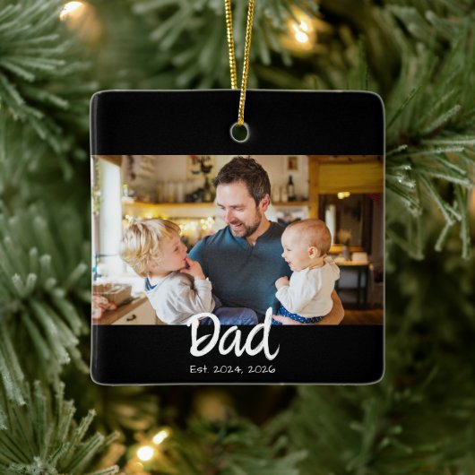 Papa Opgericht Foto Zwart Wit Keramisch Ornament (Boom)