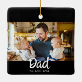 Papa Opgericht Foto Zwart Wit Keramisch Ornament (Achterkant)
