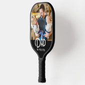 Papa Opgericht Foto Zwarte Grunge Script Pickleball Paddle (Links)