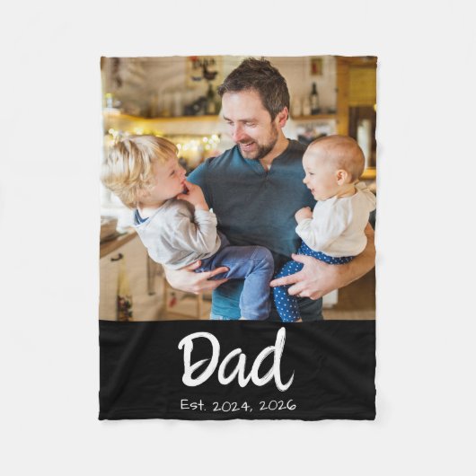 Papa Opgericht Foto Zwarte Script Fleece Deken (Voorkant)