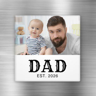 Papa Opgericht Foto Zwarte Tekst Vaderdag Magneet