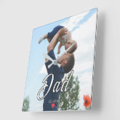 Papa Opgericht Fun Script Foto Hart  Vierkante Klok (Hoek)