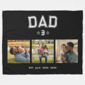 Papa Opgericht Jaar Bold Zwart 3 Foto Fleece Deken (Voorkant (Horizontaal))