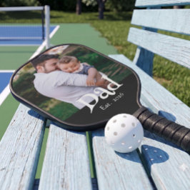 Papa Opgericht Leuk Eenvoudig Tekst + Foto Zwart Pickleball Paddle