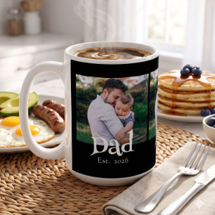 Papa Opgericht Leuk Eenvoudig Zwart Tekst + Foto Koffiemok