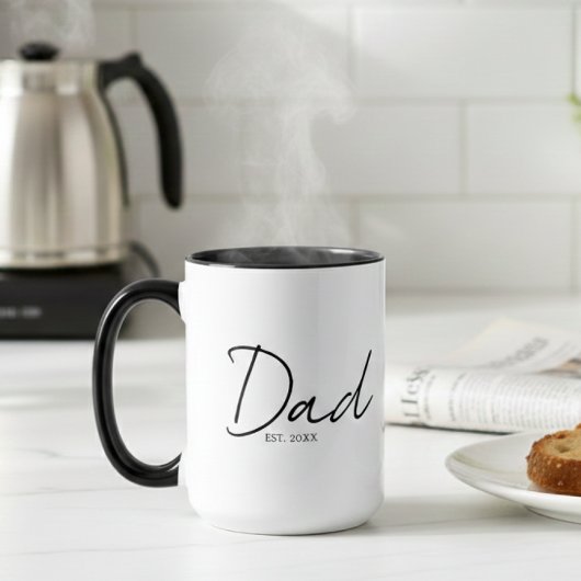 Papa Opgericht Minimal Modern Schrift Zwart Mok