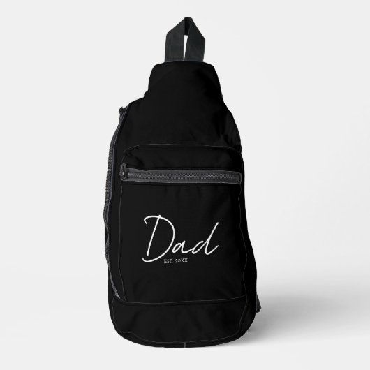Papa Opgericht Minimal Script Zwart Wit Sling Bag (Voorkant)