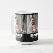 Papa Opgericht Script Zwart 3 Foto Koffiemok (Voorkant links)