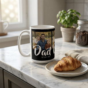 Papa Opgericht Script Zwart 3 Foto Koffiemok