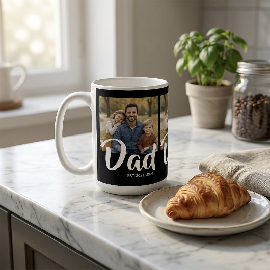 Papa Opgericht Script Zwart 3 Foto Koffiemok