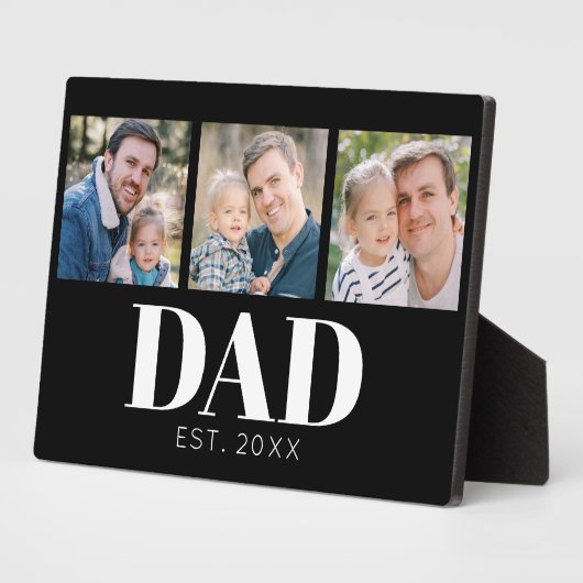 Papa Opgericht Script Zwart 3 Foto Vaderdag Fotoplaat (Zijkant)