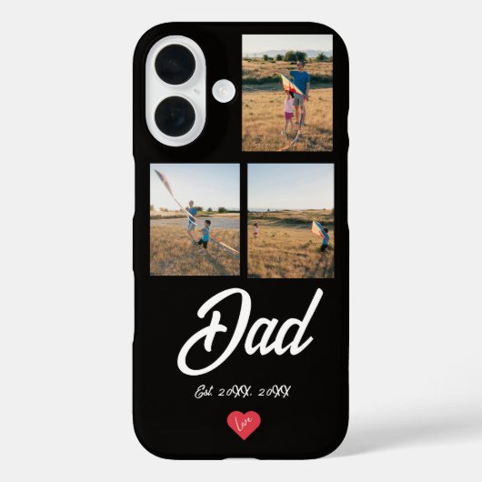 Papa Opgericht Wit Schrift Rode Hart 3 Foto Case-Mate iPhone Case (Achterkant)