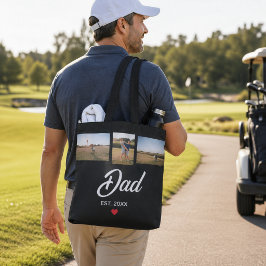 Papa Opgericht Wit Schrift Rode Hart 3 Foto Tote Bag