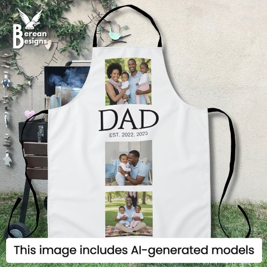 Papa Opgericht Zwarte 3 Foto's Vaderdag Schort
