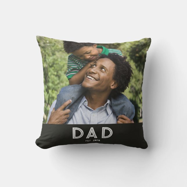 Papa Opgericht Zwarte Foto Cadeau Vaderdag Kussen (Voorkant)