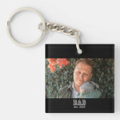 Papa Opricht Aangepast Jaar Foto Vader Aandenken Sleutelhanger (Voorkant)