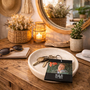 Papa Opricht Aangepast Jaar Foto Vader Aandenken Sleutelhanger