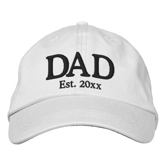 Papa Oprichtingsdatum wit zwart modern Geborduurde Pet (Voorkant)