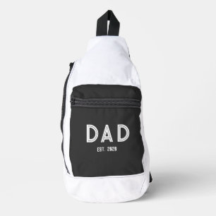 Papa Oprichtingsjaar Witte Tekst Eenvoudige Typogr Sling Bag