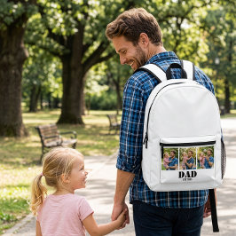 Papa Oprichtte 3 foto Zwarte Tekst Witte Bedrukte Rugzak