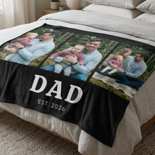 Papa Oprichtte Kühne Moderne Zwarte 3 Foto Fleece Deken
